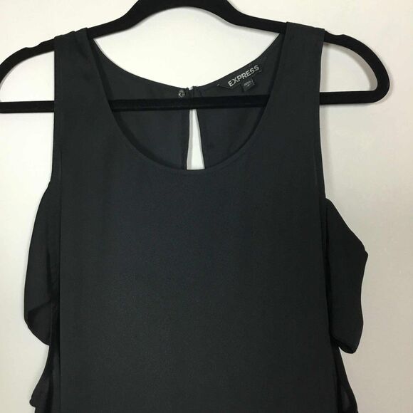Express Black Minimalist Closet Staple Party Going Out Cutout Side Top S - Picture 2 of 7
